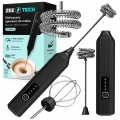 Spieniacz do mleka elektryczny USB 2w1 – mocny ubijacz do kawy, 3 tryby pracy (czarny)