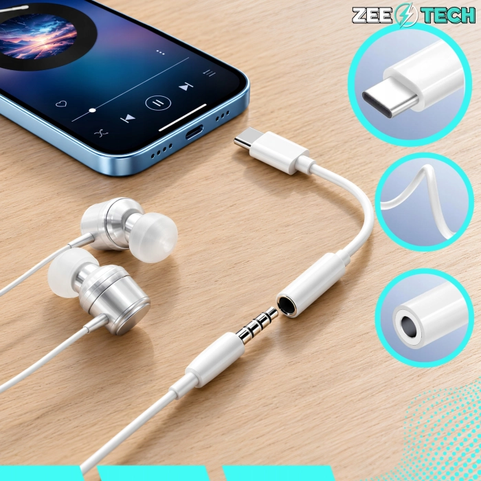 Adapter USB-C na JACK 3,5 mm AUX DAC - przejściówka do Samsung i iPhone