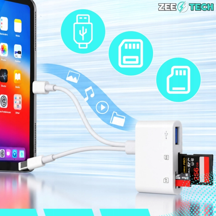 Czytnik kart pamięci SD MicroSD TF 3w1 USB 3.0 - Lightning USB-C