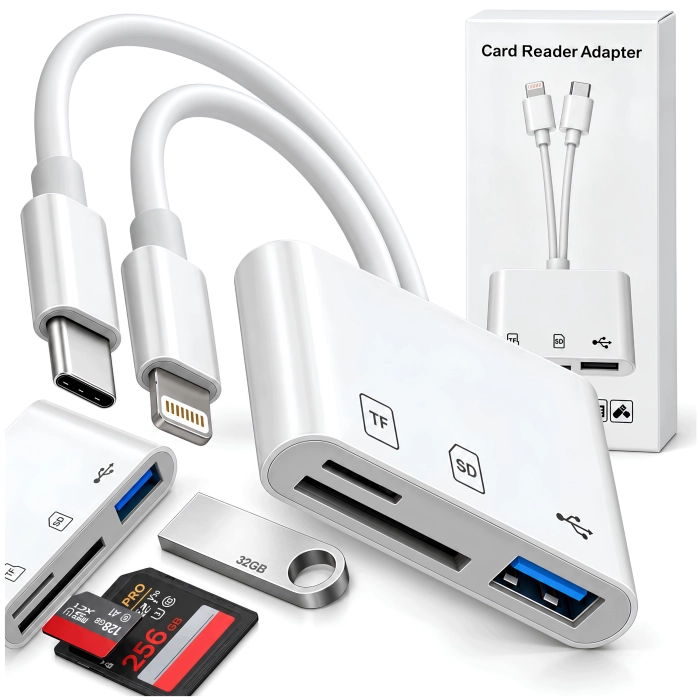 Czytnik kart pamięci SD MicroSD TF 3w1 USB 3.0 - Lightning USB-C