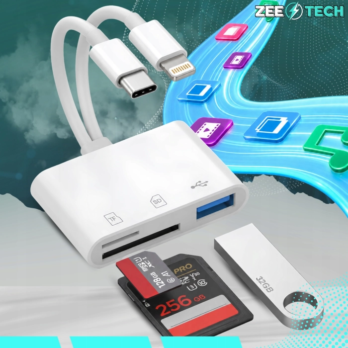 Czytnik kart pamięci SD MicroSD TF 3w1 USB 3.0 - Lightning USB-C