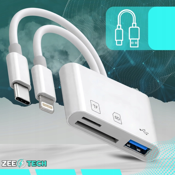 Czytnik kart pamięci SD MicroSD TF 3w1 USB 3.0 - Lightning USB-C