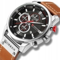 Zegarek męski skórzany Curren - klasyczny i elegancki z chronografem (Czarno-granatowy)
