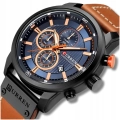 Zegarek męski skórzany Curren - klasyczny i elegancki z chronografem (Czarno-granatowy)