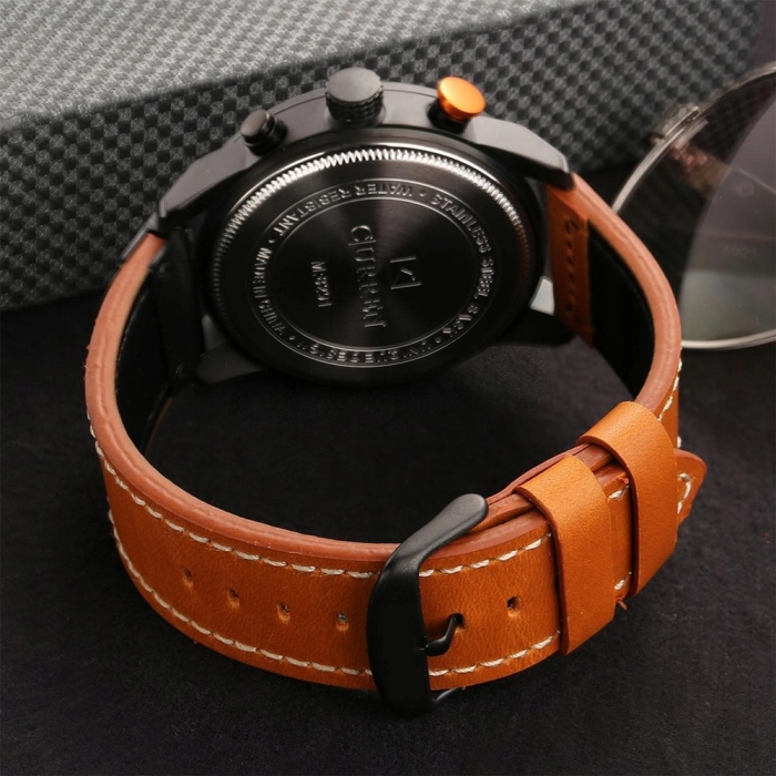 Zegarek męski skórzany Curren - klasyczny i elegancki z chronografem (Srebrno-niebieski)