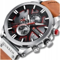 Zegarek skórzany męski Curren - elegancki z chronografem i datownikiem (Brązowo-srebrny)