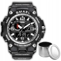 Zegarek męski SMAEL Z15 z datownikiem i alarmem - wojskowy, sportowy + Pudełko (Srebrny)