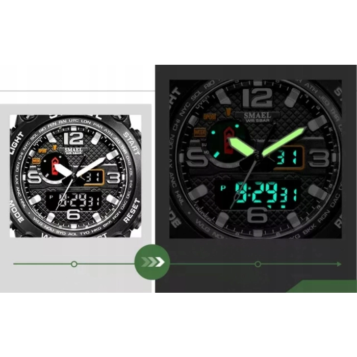 Zegarek męski SMAEL Z15 z datownikiem i alarmem - wojskowy, sportowy + Pudełko (Srebrny)