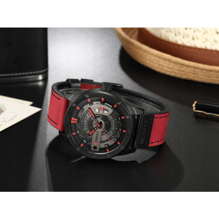 Zegarek męski skórzany Curren - klasyczny i elegancki z datownikiem (Niebieski)