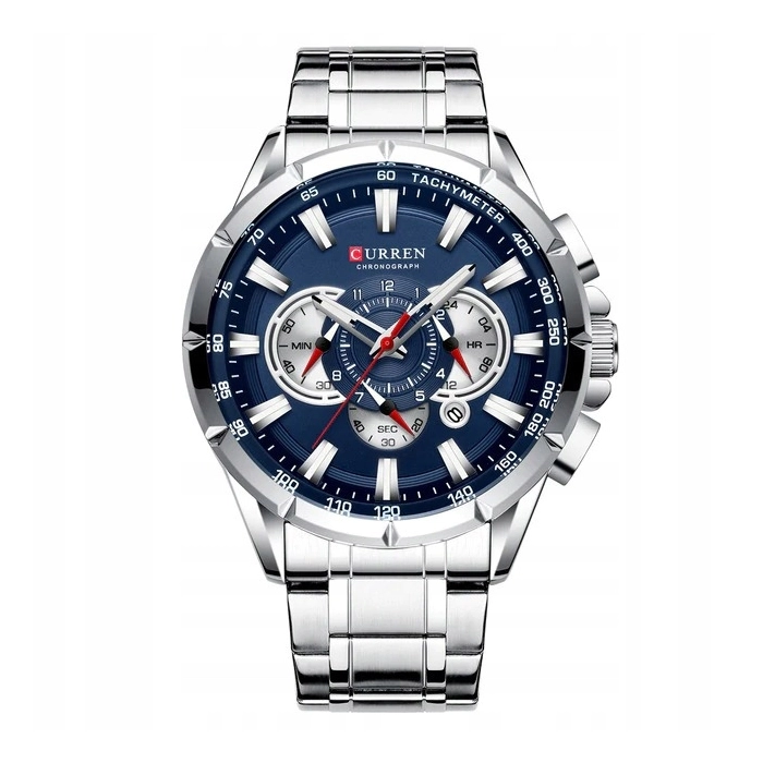 Zegarek męski na bransolecie Curren - kwarcowy z chronografem i datownikiem (Srebrno-złoty)