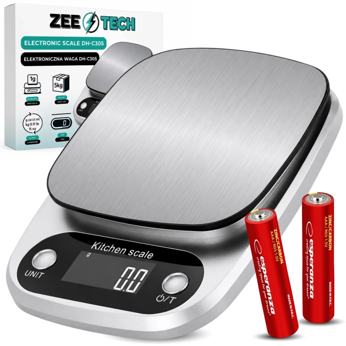 Elektroniczna waga kuchenna 1g–5kg – precyzyjna, jubilerska, funkcja tara, baterie w zestawie