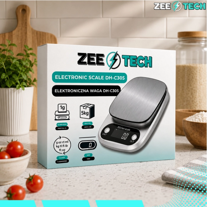 Elektroniczna waga kuchenna 1g–5kg – precyzyjna, jubilerska, funkcja tara, baterie w zestawie